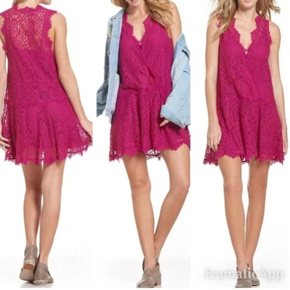 NWT, Free People Heart in Two Lace Mini Dress